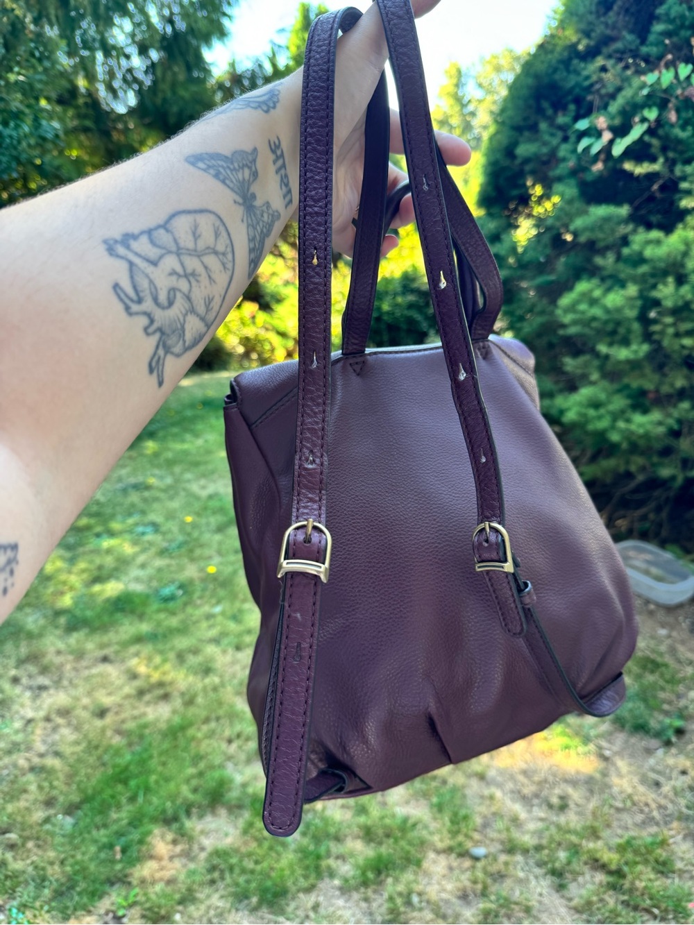 Marc Jacobs Burgundy Pebbled Leather Backpack Purse - Picture 5 of 8